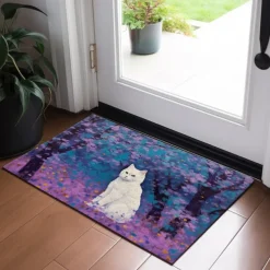 Painting Cat Doormat Floor Mats Washable Rugs Kitchen Mat Non-Slip Oil Proof Rug Indoor Outdoor Mat Bedroom Decor Bathroom Mat Entrance Rug