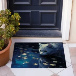 Painting Cat Doormat Floor Mats Washable Rugs Kitchen Mat Non-Slip Oil Proof Rug Indoor Outdoor Mat Bedroom Decor Bathroom Mat Entrance Rug