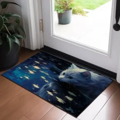 Painting Cat Doormat Floor Mats Washable Rugs Kitchen Mat Non-Slip Oil Proof Rug Indoor Outdoor Mat Bedroom Decor Bathroom Mat Entrance Rug