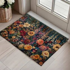 Painting Flowers Doormat Non-Slip Oil Proof Rug Indoor Outdoor Mat Bedroom Decor Bathroom Mat Entrance Rug Door Mat