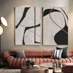 painting handmade Black and White abstract oil painting hand painted Wabi Sabi Abstract painting Wall Art Artwork Modern Abstract Oil Painting Geometric painting Wall Art for Home