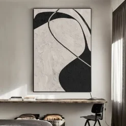 painting handmade Black and White abstract oil painting hand painted Wabi Sabi Abstract painting Wall Art Artwork Modern Abstract Oil Painting Geometric painting Wall Art for Home