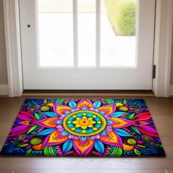 Painting Mandala Bohemian Doormat v Non-Slip Oil Proof Rug Indoor Outdoor Mat Bedroom Decor Bathroom Mat Entrance Rug
