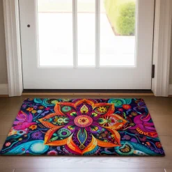 Painting Mandala Bohemian Doormat v Non-Slip Oil Proof Rug Indoor Outdoor Mat Bedroom Decor Bathroom Mat Entrance Rug