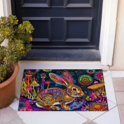 Painting Rabbit Easter Doormat Floor Mats Washable Rugs Kitchen Mat Non-Slip Oil Proof Rug Indoor Outdoor Mat Bedroom Decor Bathroom Mat Entrance Rug