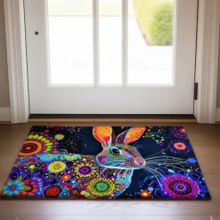 Painting Rabbit Easter Doormat Floor Mats Washable Rugs Kitchen Mat Non-Slip Oil Proof Rug Indoor Outdoor Mat Bedroom Decor Bathroom Mat Entrance Rug