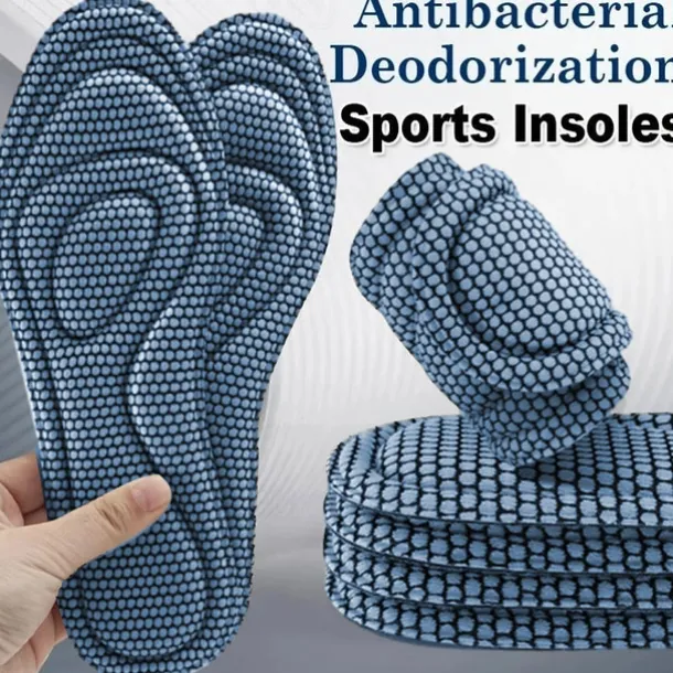1pair 5D Memory Foam Orthopedic Insole, Men's Shoes Women's Nano Antibacterial Deodorant Insole Sweat Absorption Running Pad Massage Sports Insole Foot Orthopedic Sole Running Accessories