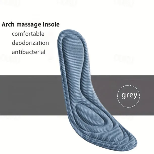 1pair 5D Memory Foam Orthopedic Insole, Men's Shoes Women's Nano Antibacterial Deodorant Insole Sweat Absorption Running Pad Massage Sports Insole Foot Orthopedic Sole Running Accessories