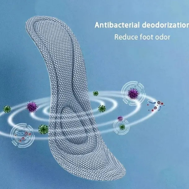 1pair 5D Memory Foam Orthopedic Insole, Men's Shoes Women's Nano Antibacterial Deodorant Insole Sweat Absorption Running Pad Massage Sports Insole Foot Orthopedic Sole Running Accessories