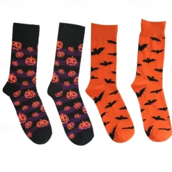 1Pair Halloween Socks Bats Pumpkin Cartoon Socks Men Knee-High Socks Halloween Cotton Crew Socks Spring Autumn Casual Socks