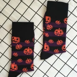 1Pair Halloween Socks Bats Pumpkin Cartoon Socks Men Knee-High Socks Halloween Cotton Crew Socks Spring Autumn Casual Socks