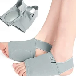 1pair Of Metatarsal Compression Arch Support Sleeves With Gel Pad Inside - Brace For Flat Foot & Plantar Fasciitis Pain Relief Women Men,Gray