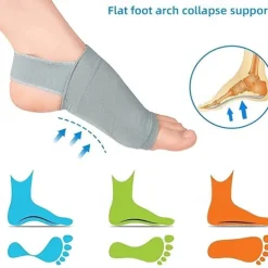 1pair Of Metatarsal Compression Arch Support Sleeves With Gel Pad Inside - Brace For Flat Foot & Plantar Fasciitis Pain Relief Women Men,Gray