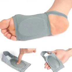 1pair Of Metatarsal Compression Arch Support Sleeves With Gel Pad Inside - Brace For Flat Foot & Plantar Fasciitis Pain Relief Women Men,Gray