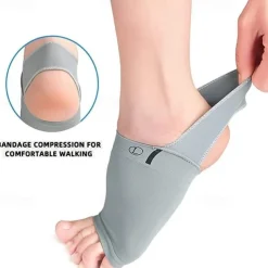 1pair Of Metatarsal Compression Arch Support Sleeves With Gel Pad Inside - Brace For Flat Foot & Plantar Fasciitis Pain Relief Women Men,Gray