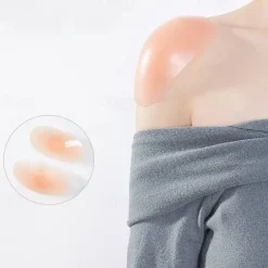 1Pair Soft Silicone Shoulder Anti Slip Padded Shoulder Pad for Woman Shoulder Enhancer Reusable Self-Adhesive Clothing Decoration