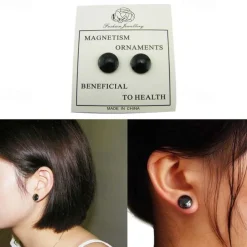 1pair Weight Loss Slimming Magnetic Stone Therapy Slimming Health Care Power Clip Earrings Fashion Jewelry Magnet Earrings for Women Men