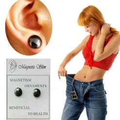 1pair Weight Loss Slimming Magnetic Stone Therapy Slimming Health Care Power Clip Earrings Fashion Jewelry Magnet Earrings for Women Men