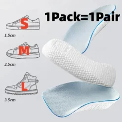 1Pair/pack Invisible Height Increasing Insole Orthopedic Arch Support Insole Soft Elastic Light Weight for Men Women Shoes Pads