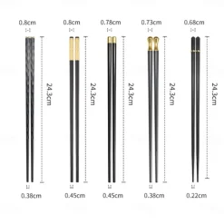 5Pairs Chopsticks Alloy Chopsticks Set Japanese Style Chopsticks