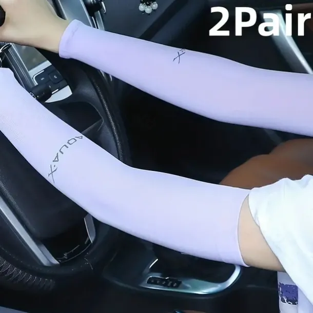 2pairs Long Solid Color Sun Sleeves, Thin High Elastic Cooling Arm Cover, Summer Sport Sleeves For Running Fishing Riding