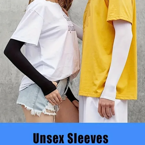 2pairs Long Solid Color Sun Sleeves, Thin High Elastic Cooling Arm Cover, Summer Sport Sleeves For Running Fishing Riding