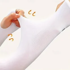 2pairs Long Solid Color Sun Sleeves, Thin High Elastic Cooling Arm Cover, Summer Sport Sleeves For Running Fishing Riding