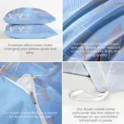 Palm Leaf Duvet Cover Full Size Bedding Set Bed Sets Quilt Cover Soft Lightweight Comforter Cover with 2 Pillowcases for Summer Spring Tropical Plants Hawaii Pink Blue Mint