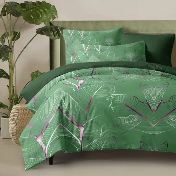 Palm Leaf Duvet Cover Full Size Bedding Set Bed Sets Quilt Cover Soft Lightweight Comforter Cover with 2 Pillowcases for Summer Spring Tropical Plants Hawaii Pink Blue Mint
