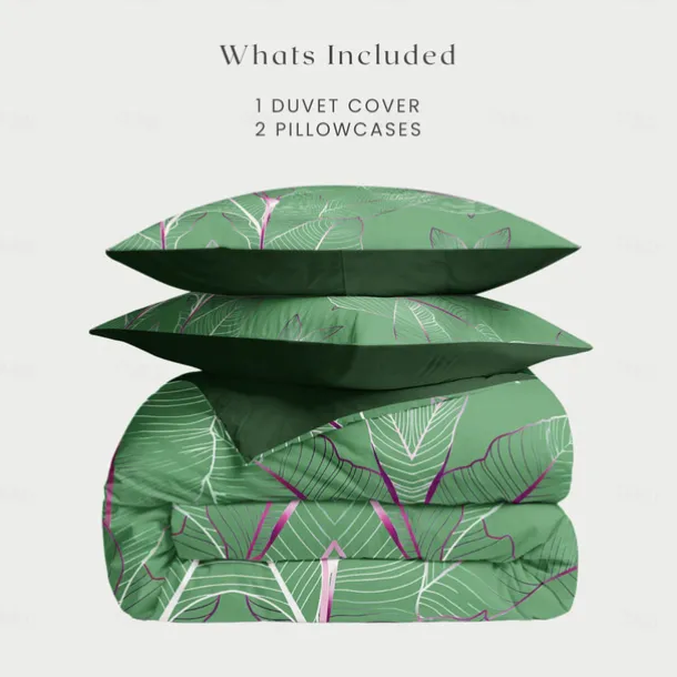 Palm Leaf Duvet Cover Full Size Bedding Set Bed Sets Quilt Cover Soft Lightweight Comforter Cover with 2 Pillowcases for Summer Spring Tropical Plants Hawaii Pink Blue Mint