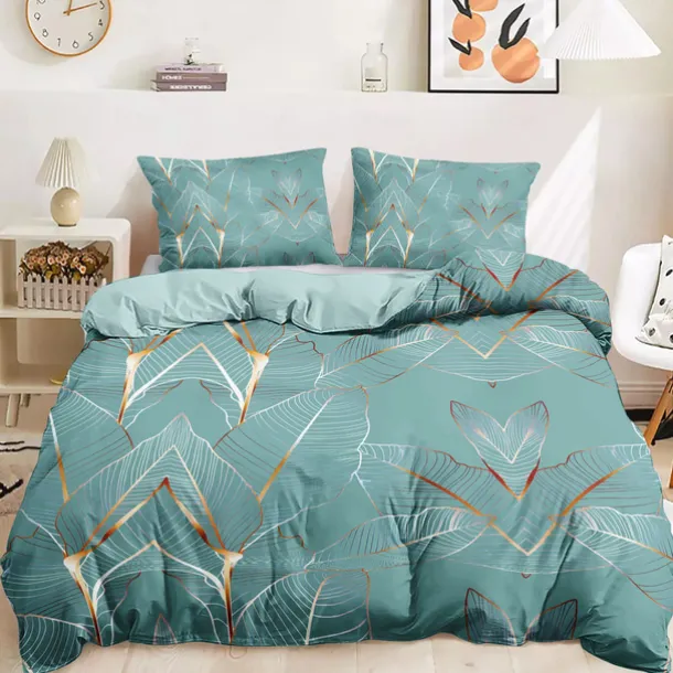 Palm Leaf Duvet Cover Full Size Bedding Set Bed Sets Quilt Cover Soft Lightweight Comforter Cover with 2 Pillowcases for Summer Spring Tropical Plants Hawaii Pink Blue Mint