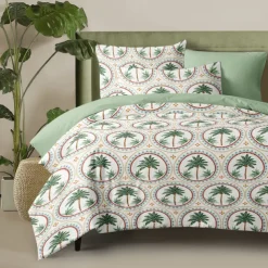 Palm Tree Duvet Cover Full Size Bedding Set Bed Sets Quilt Cover Soft Lightweight Comforter Cover with 2 Pillowcases for Summer Spring