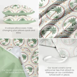 Palm Tree Duvet Cover Full Size Bedding Set Bed Sets Quilt Cover Soft Lightweight Comforter Cover with 2 Pillowcases for Summer Spring