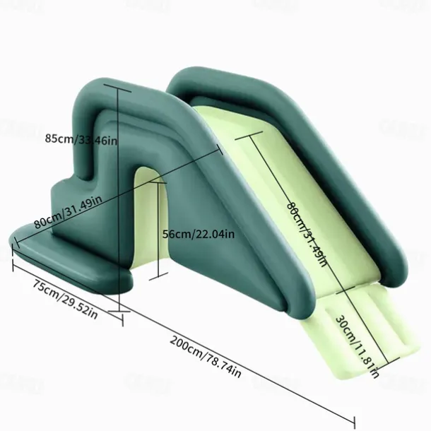 Panda Inflatable Pool for Adults - 3-Layer Rectangular Outdoor Summer Cooler with Slide, Built-in Seats & Palm Tree Design, Portable No-Electricity Backyard Party Pool for Holidays, Birthdays