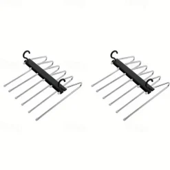 Pants Hangers Space Saving - 6 Tier Multifunctional Pant Rack Hanger for Hanging Pants,Jeans,Skirts,Scarf,Clothes - Closet Space Saver Organizer for Men Women - No Slip Magic Pants Hangers 1 Pack