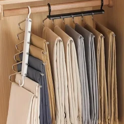 Pants Hangers Space Saving - 6 Tier Multifunctional Pant Rack Hanger for Hanging Pants,Jeans,Skirts,Scarf,Clothes - Closet Space Saver Organizer for Men Women - No Slip Magic Pants Hangers 1 Pack