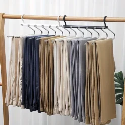 Pants Hangers Space Saving - 6 Tier Multifunctional Pant Rack Hanger for Hanging Pants,Jeans,Skirts,Scarf,Clothes - Closet Space Saver Organizer for Men Women - No Slip Magic Pants Hangers 1 Pack