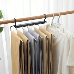 Pants Hangers Space Saving - 6 Tier Multifunctional Pant Rack Hanger for Hanging Pants,Jeans,Skirts,Scarf,Clothes - Closet Space Saver Organizer for Men Women - No Slip Magic Pants Hangers 1 Pack