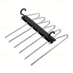 Pants Hangers Space Saving - 6 Tier Multifunctional Pant Rack Hanger for Hanging Pants,Jeans,Skirts,Scarf,Clothes - Closet Space Saver Organizer for Men Women - No Slip Magic Pants Hangers 1 Pack