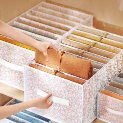 Pants Storage Box, Foldable Clothing Organizer, Wardrobe Clothes Finishing Box, Jeans Divided Sorting Box, Drawer Clothes Storage Box