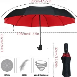 Parasol Umbrella for the Sun Sunshade All-automatic Anti-Wind Double Layer Commercial Umbrella, Diameter105cm/41.33in