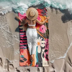 Patchwork Floral Beach Towel,Beach Towels for Travel, Quick Dry Towel for Swimmers Sand Proof Beach Towels for Women Men Girls Kids, Cool Pool Towels Beach Accessories Absorbent Towel