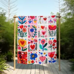 Patchwork Heart Pattern Throws Blanket Flannel Throw Blankets Warm All Seasons Gifts Big Blanket