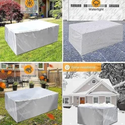 Patio Furniture Cover 210d Oxford Cloth Outdoor Silver Furniture Cover Garden Waterproof Cover Courtyard Table And Chair Combination Dust Cover