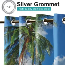 Patio Outdoor Curtains 2 Panels Grommet Top Waterproof Outdoor Blackout UV Sun Curtains Drapes for Porch Pergola Gezebo Cabana Sun Room Deck