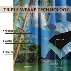 Patio Outdoor Curtains 2 Panels Grommet Top Waterproof Outdoor Blackout UV Sun Curtains Drapes for Porch Pergola Gezebo Cabana Sun Room Deck