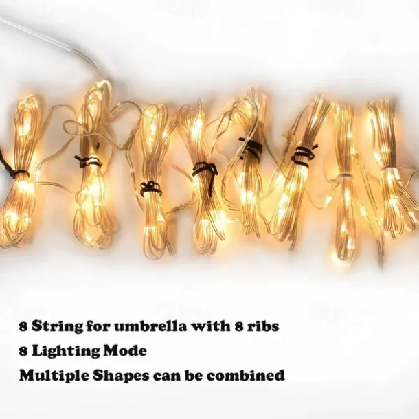 Patio Umbrella Lights Solar Powered 104 LEDs Cordless Outdoor Lighting for Patio Backyard Umbrella Outdoor Garden Decor