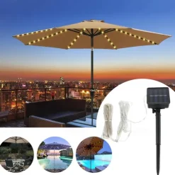 Patio Umbrella Lights Solar Powered 104 LEDs Cordless Outdoor Lighting for Patio Backyard Umbrella Outdoor Garden Decor