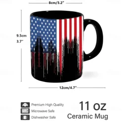 Patriotic American Flag Mug Dripping USA Flag Design Black 11oz Coffee Cup Independence Day Veterans Military Gift for Men Women Dad Mom July 4th Christmas