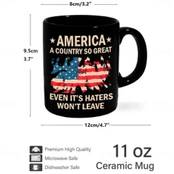 Patriotic Coffee Mug America A Country So Great 11oz Black Ceramic Cup Funny USA Gift for Men Women Veterans Independence Day Political Humor Drinkware